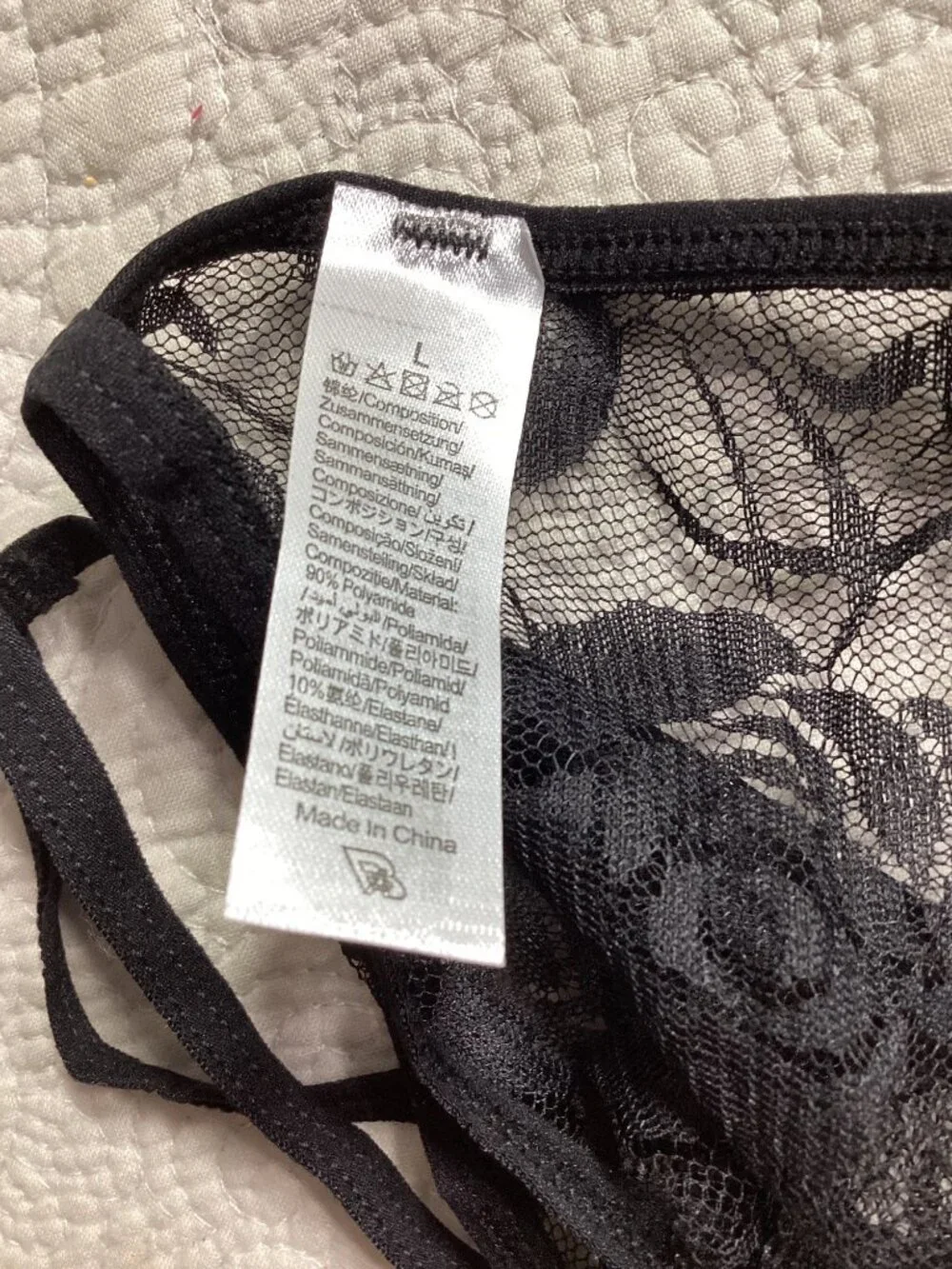 Men’s Black Lace G-String Floral Thong*Pouch*Gay*Sissy*Femboy*Cosplay*L*NIP
